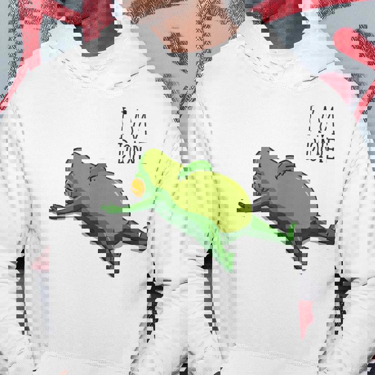 終わった、リラックスしているカエル、カエル好きの面白いカエル、カエル パーカー 面白い贈り物