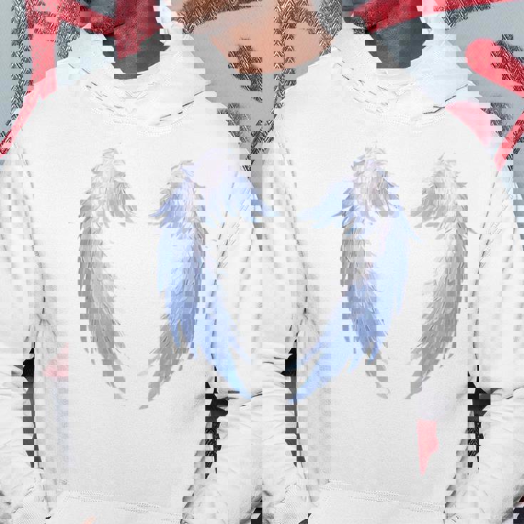 背面に美しい白い天使の羽のデザイン パーカー 面白い贈り物