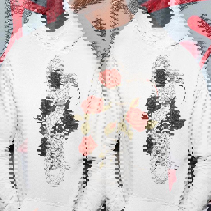 蛇爬虫類 蛇 バラ 花 爬虫類 ギフト パーカー 面白い贈り物