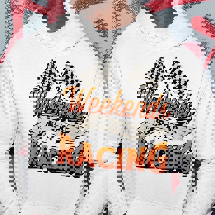 週末はレーシングカーレースモータースポーツ パーカー 面白い贈り物