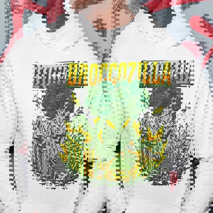 都市を攻撃する巨大なブロッコリーモンスター面白いブロッコリー パーカー 面白い贈り物