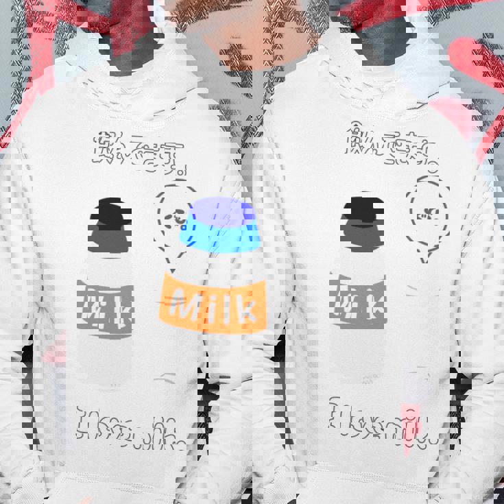 飲んでます。 I Love Milk 牛乳 ミルク びん ボトル カップ 健康 の イラスト 長袖tシャツ パーカー 面白い贈り物