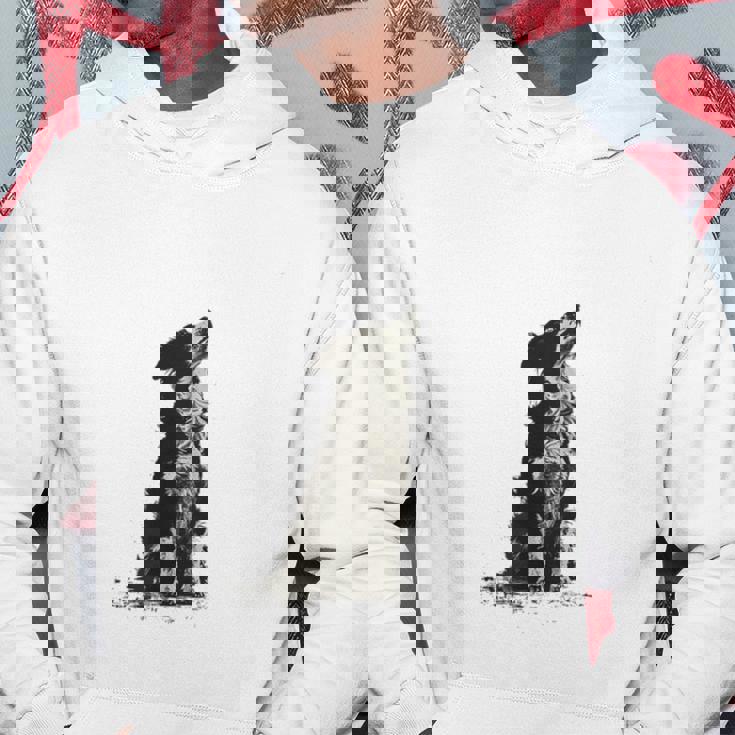 飼い主を見ているボーダーコリー 農場の犬 パーカー 面白い贈り物