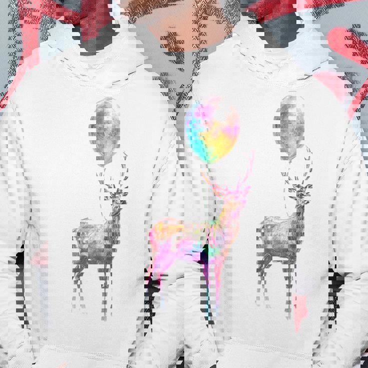 鹿 カラフル モチーフ 抽象 動物 プリント アート 鹿 パーカー 面白い贈り物