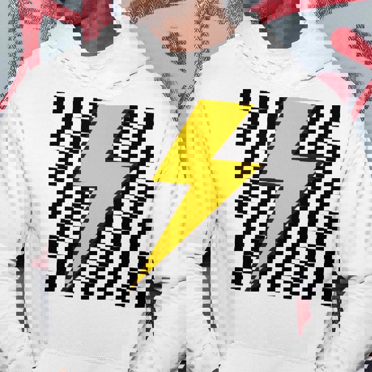 黄色の稲妻チェッカー審美的レーシング 長袖tシャツ パーカー 面白い贈り物