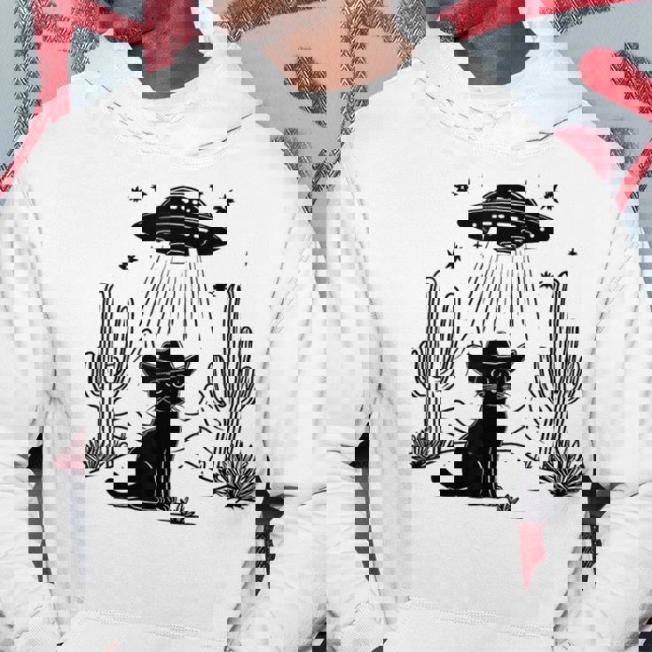 黒猫 カウボーイハット ウェスタン Ufo エイリアン 面白い かわいい パーカー 面白い贈り物