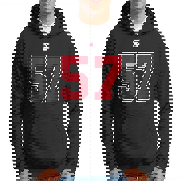 57 ナンバー カレッジスタイル ヴィンテージ 赤 白 日本国旗 パーカー