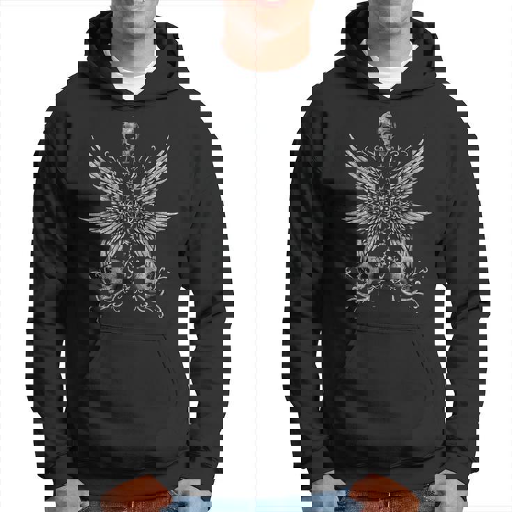 Alt Cross ゴシック スカル 聖書的に正確な大天使の翼 パーカー