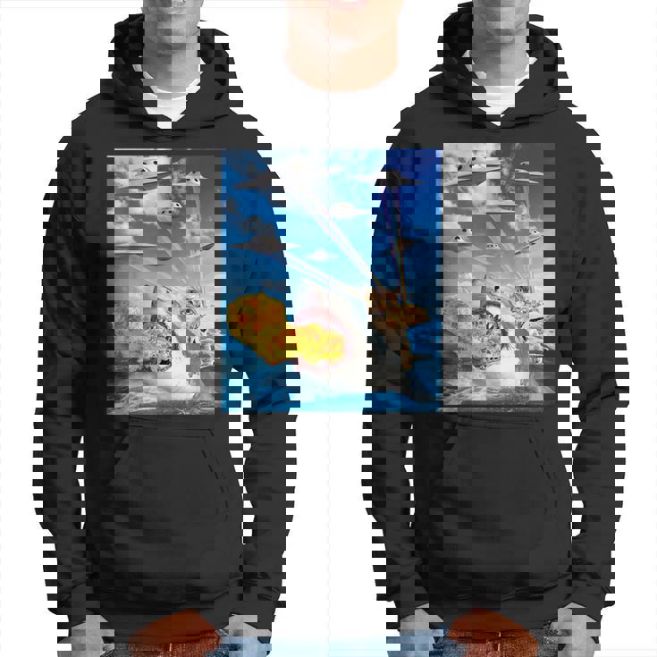 Cat Riding Fire Breathehark レインボー レーザー タコス パーカー