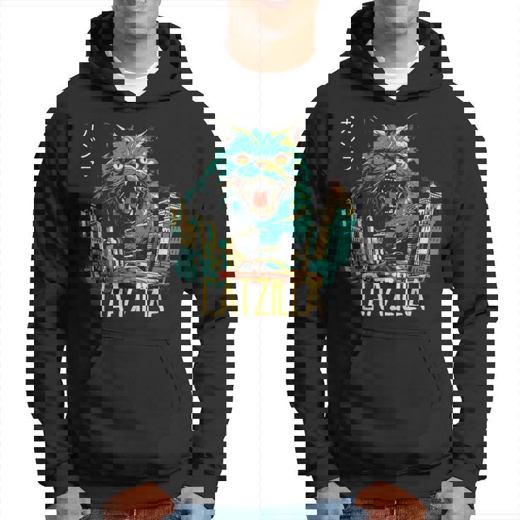 Catzilla ビンテージ 面白い かわいい 猫 アート パーカー