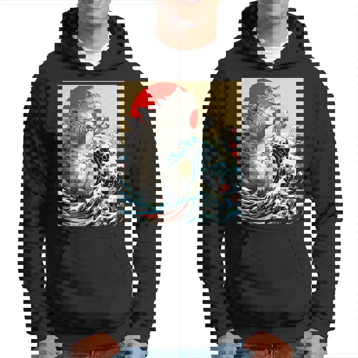 Catzilla 猫日本美術面白い猫 パーカー