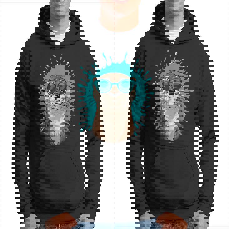 Chill Otteribes 面白いカワウソサングラスデザイン パーカー