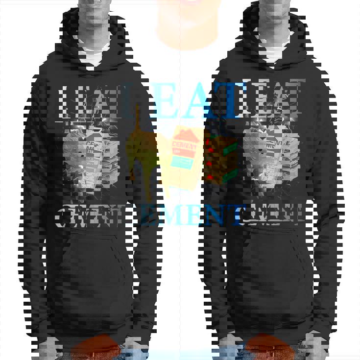 Cool I Eat セメント、建設猫、面白いユーモア、猫のミーム パーカー