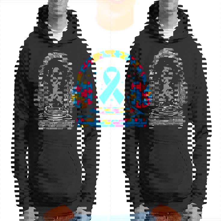 Dj ヘッドフォン パズル 自閉症啓発 自閉症 レディース メンズ パーカー