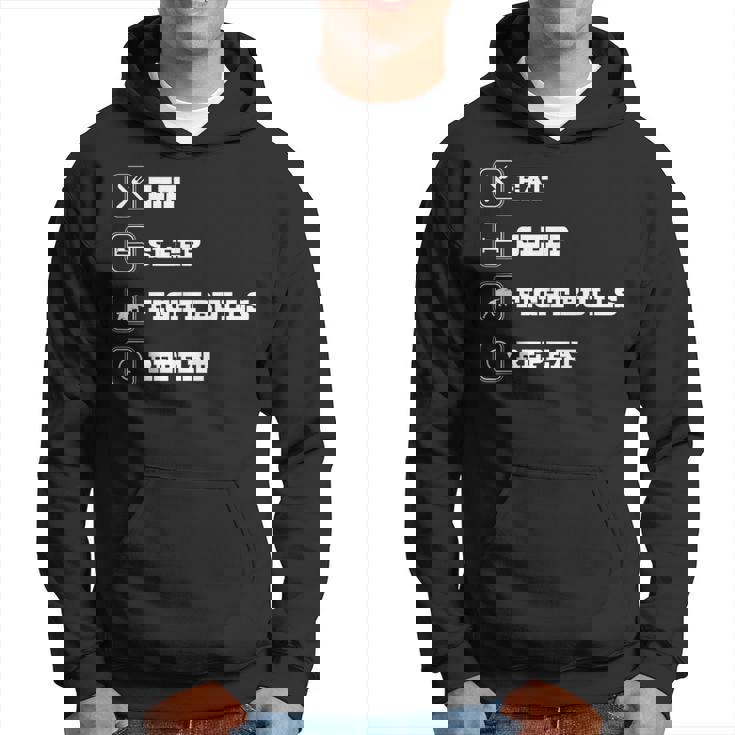 Eatleep Fight Bulls Repeat Bullsシリーズ ロデオクラウン パーカー