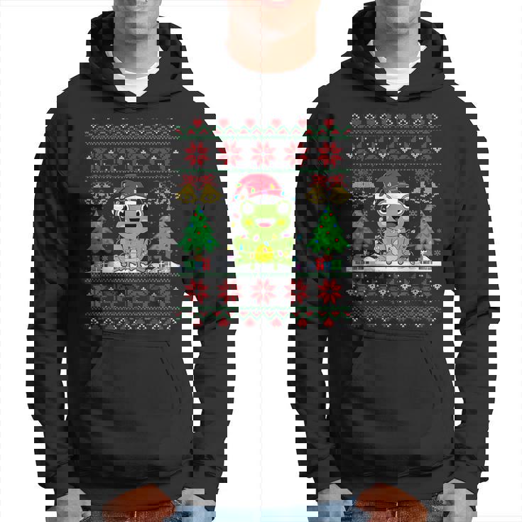 Frog Wearinganta Hat Christmas Lights Xmas Frog パーカー