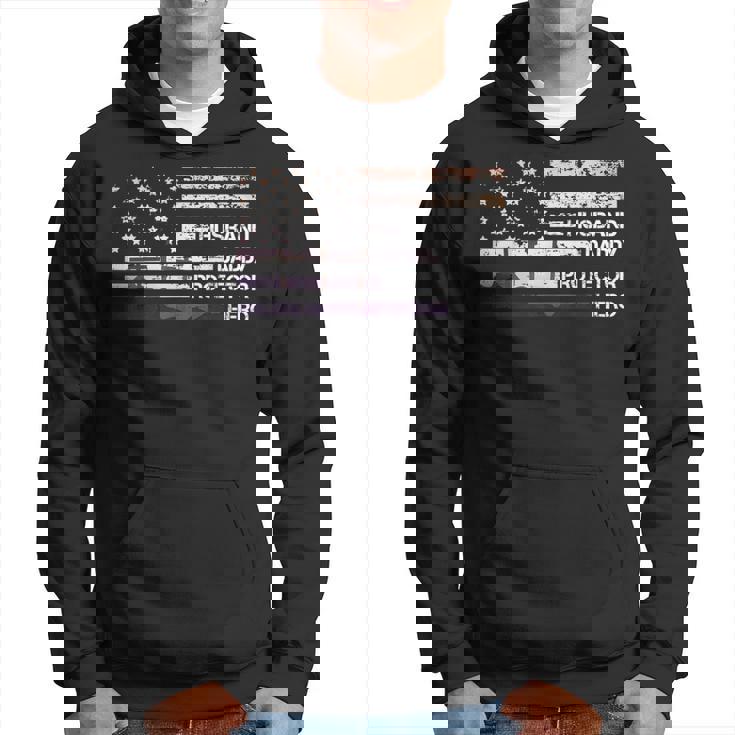 Husband Daddy Protector Hero American Flag Cool Dad パーカー