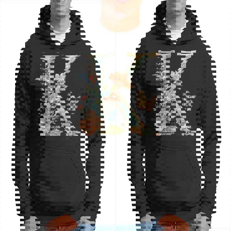 Idée-Cadeau Personnalisé Lettre K En Fleurs Et Papillons Sweat à capuche