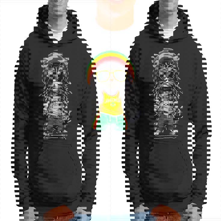 Jameowca クールで面白いジャマイカン ラスタ レゲエ キャット パーカー