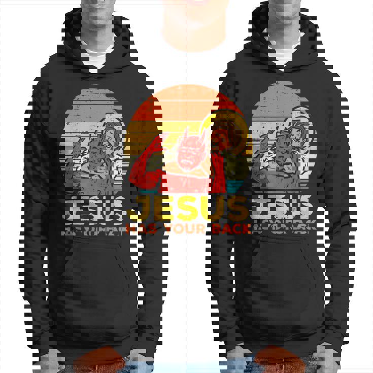 Jesus Has Your Back 柔術 レトロ クリスチャン パーカー