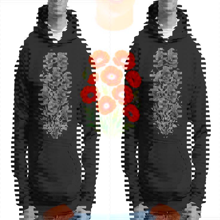 Jolies Fleurs Coquelicots Rouges En Pleine Floraison Formes Blanches Mania Sweat à capuche
