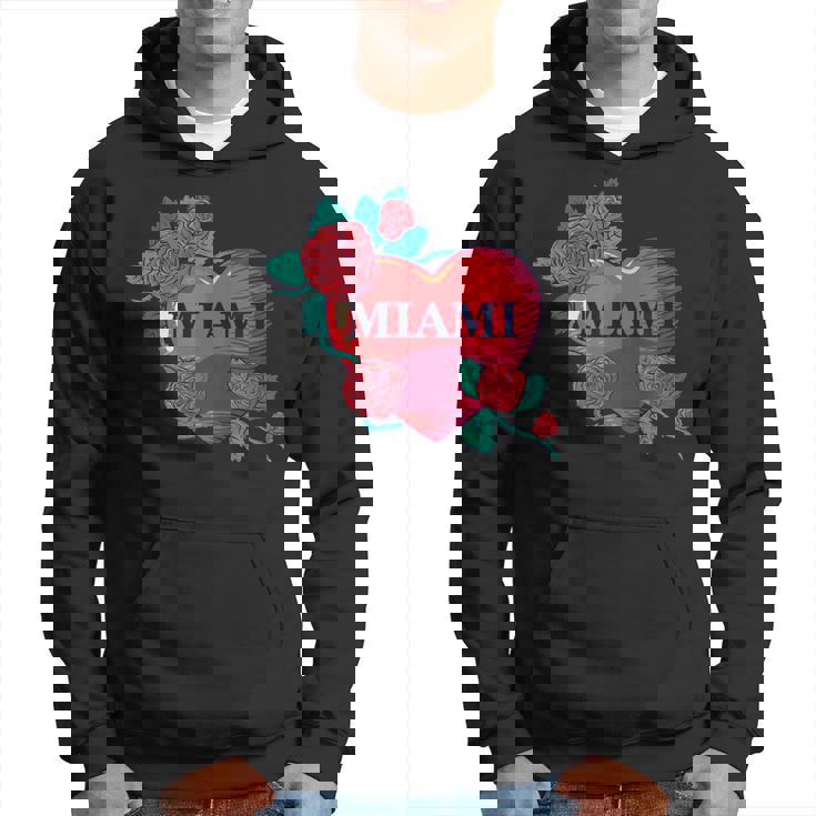 I Love Miami Miami Love Heart & Roses Illustration Graphic パーカー