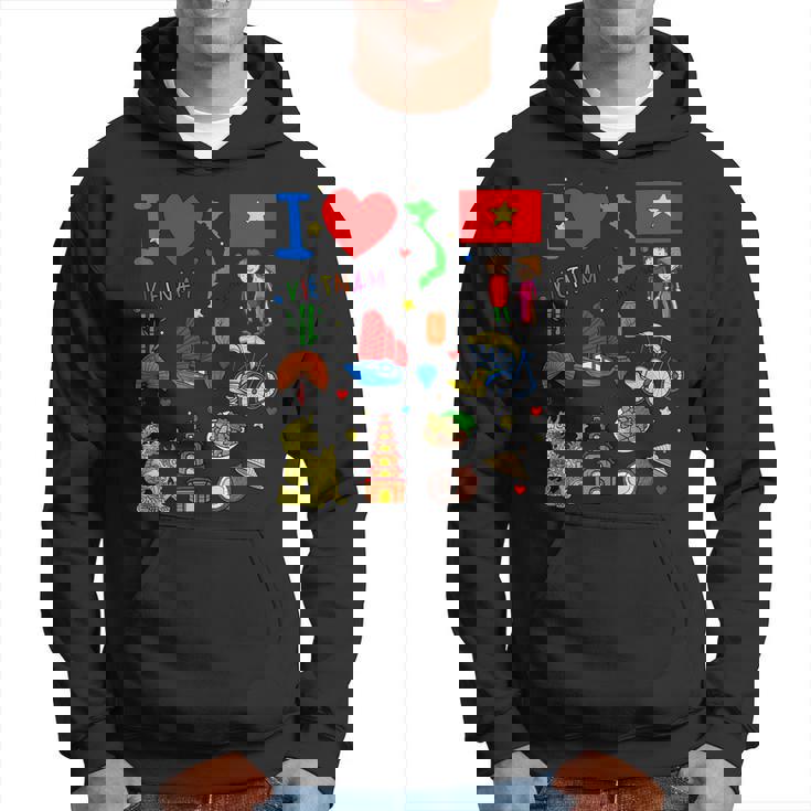 I Loveietnam手描き ベトナムのランドマーク、旗、地図 パーカー