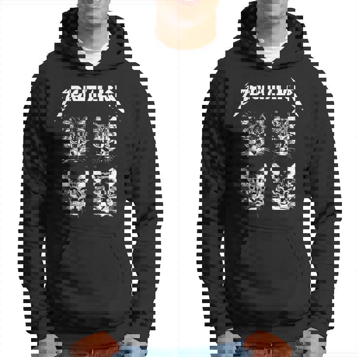 Meowtallica ブラック ホワイト 面白い パロディバンド 猫 子猫 恋人 パーカー