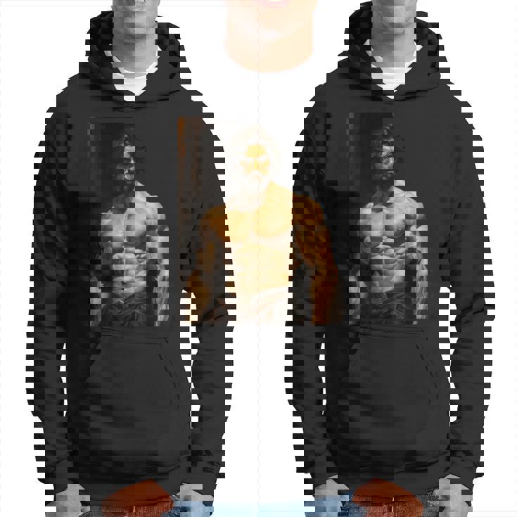 Muscle Man Bodybuilder Gay Daddy Classic Oil Paintingtyle パーカー