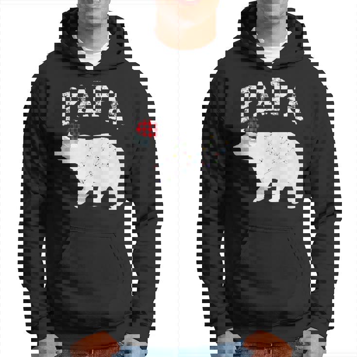 Papa Bear Xmas Buffalo Plaid Lights Matching Family Pajama パーカー