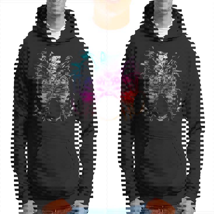 Rockstar ドラマー 猫 ドラム ミュージシャンバンド 音楽愛好家 パーカー