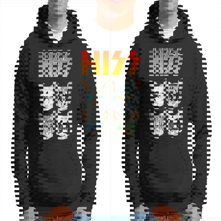 Hiss 猫 子猫 ニャー ロッカー パロディ バンド 面白い 猫好き パーカー