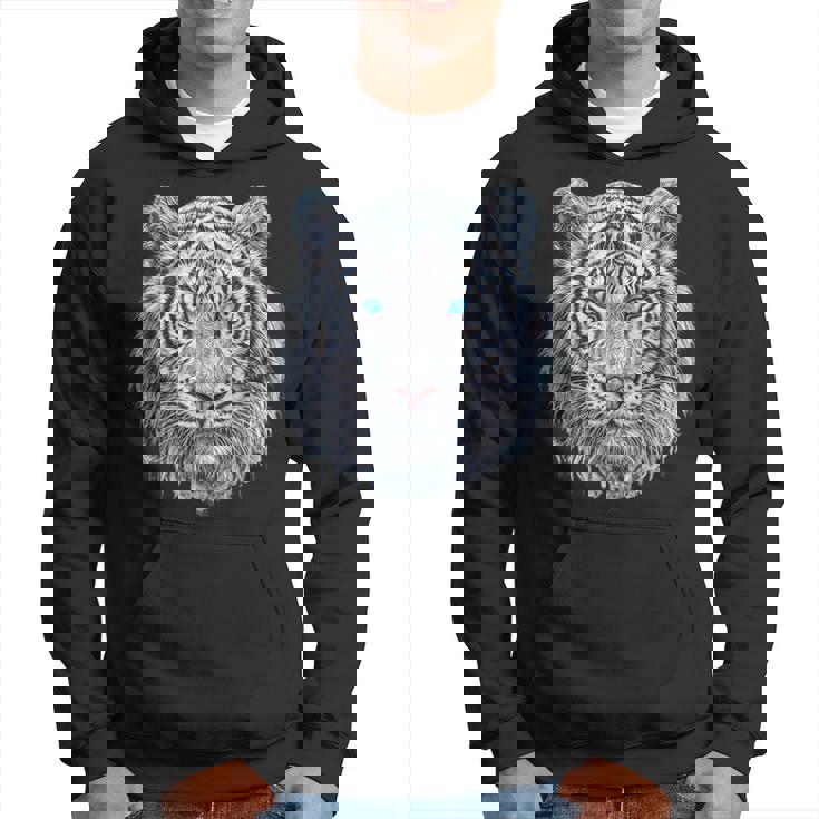 Tiger Lover 青い目の動物 ホワイトタイガー パーカー