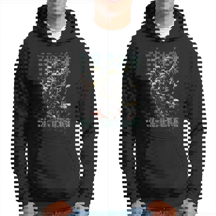 Trash Till You Crash ゾンビ メタルバンド 怖い ハロウィン ロック パーカー