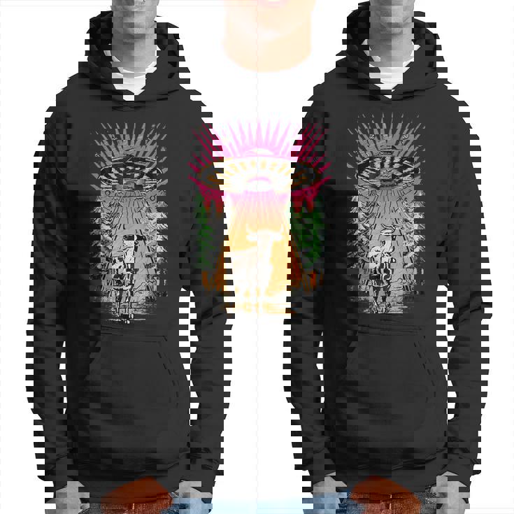 Ufo 牛 誘拐 面白い ヴィンテージ レトロ エイリアン 超常現象 パーカー