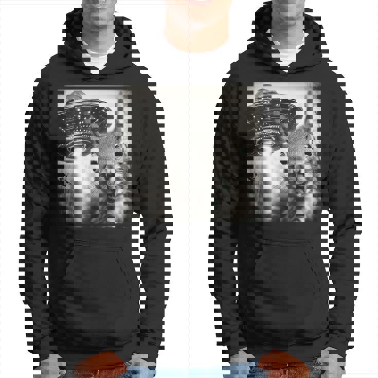 Ufoとリス自撮り面白いリス愛好家 パーカー