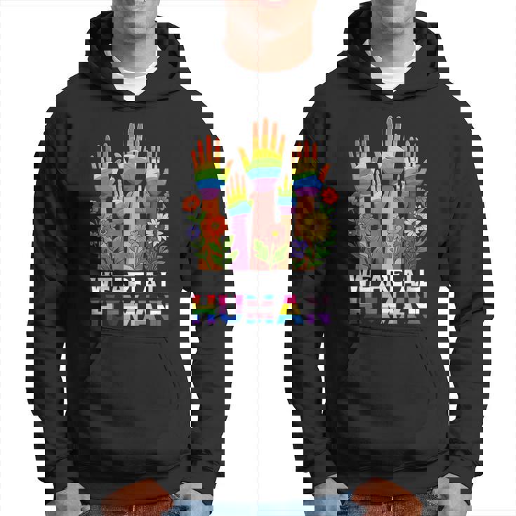 We Are All Human レインボー Lgbt Lgbtq トランスジェンダー ハンドフラワー パーカー