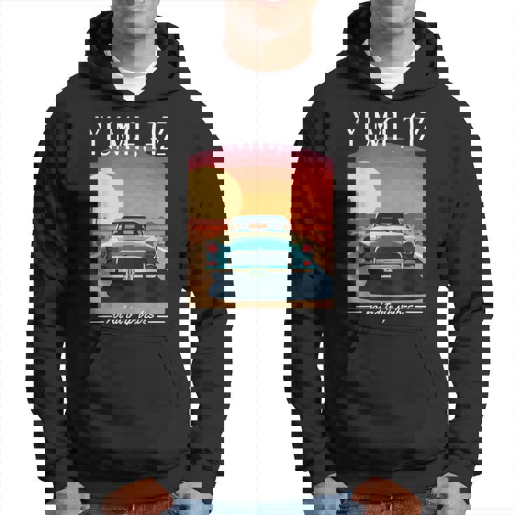 Yuma Az レトロハイウェイ ノスタルジック ヴィンテージカーデザイン パーカー