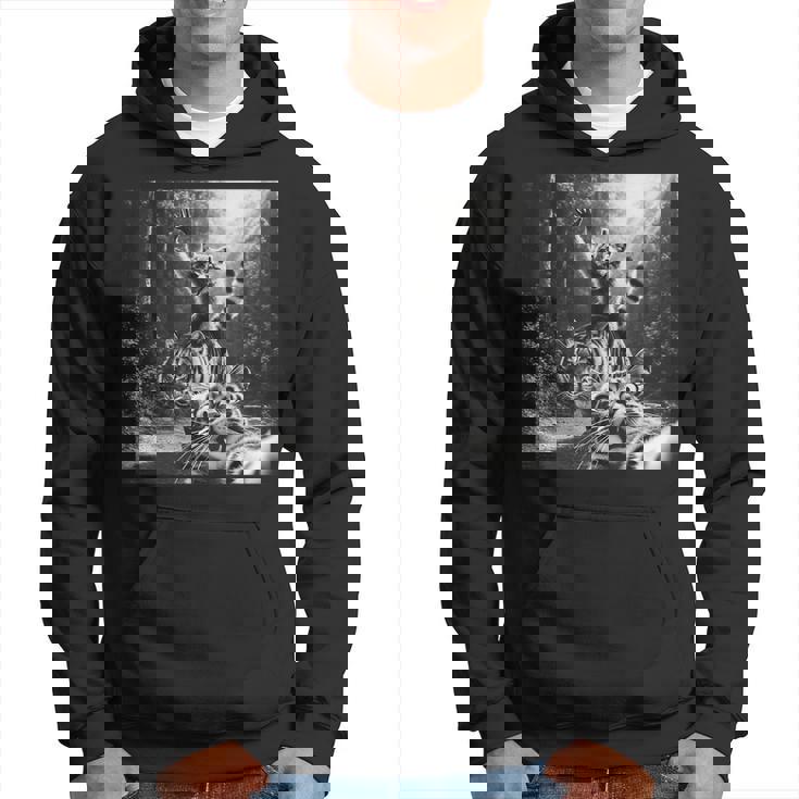 おもしろいアライグマ乗馬トラ驚いた怖い猫の自撮り。 パーカー