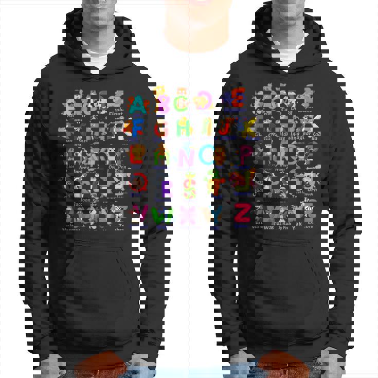 おもしろアルファベット動物新学期abc学習ギフト パーカー