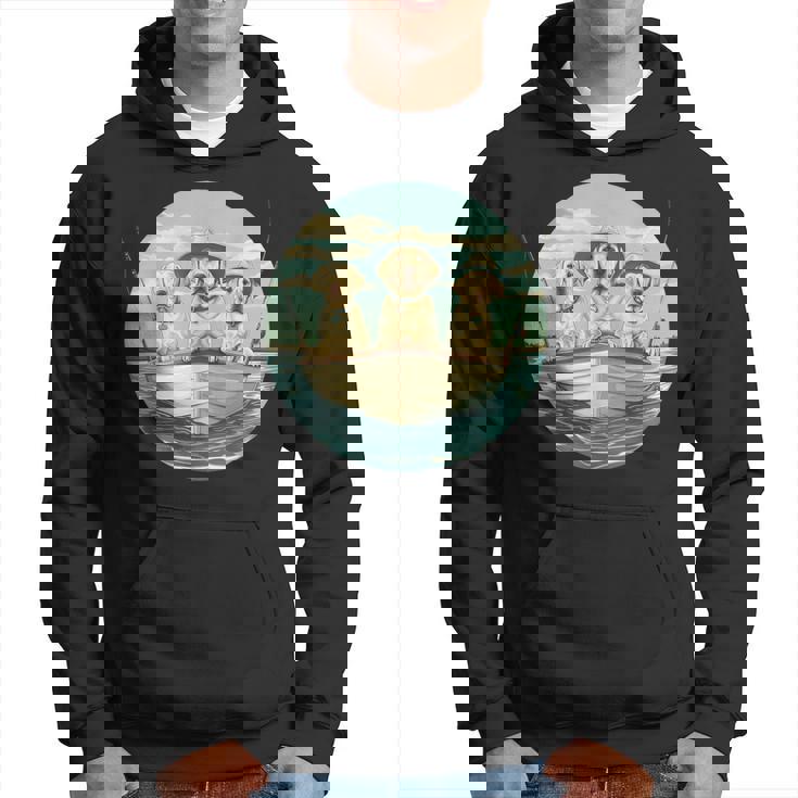 かわいい イエロー ラブラドールレトリバー 犬 釣り ボート 湖 犬 パーカー