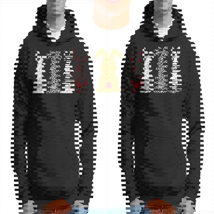 かわいい ヒョウ イースター バニー ウサギ トリオ フローラル ハッピーイースター パーカー