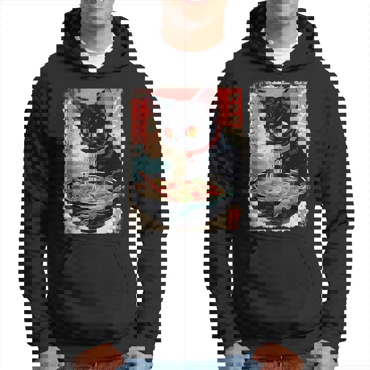 かわいい 黒猫 ラブ ラーメン カワイイ ねこ アニメ 日本語 パーカー