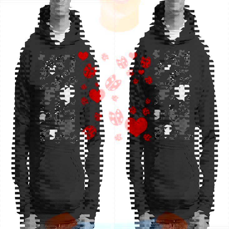 かわいいてんとう虫とハートのてんとう虫柄 パーカー