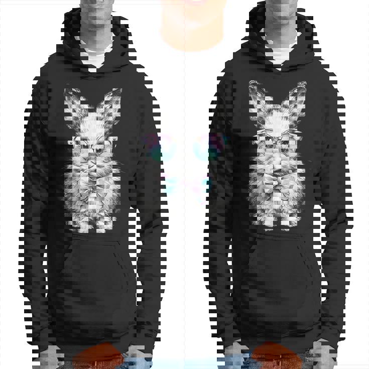 かわいいエステティックイースターボウタイバニーウサギメガネ付き パーカー