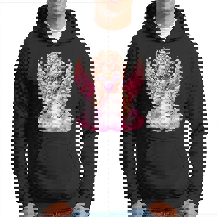 かわいいキューピッド吹くバブルガムサングラスバレンタインデー。 パーカー