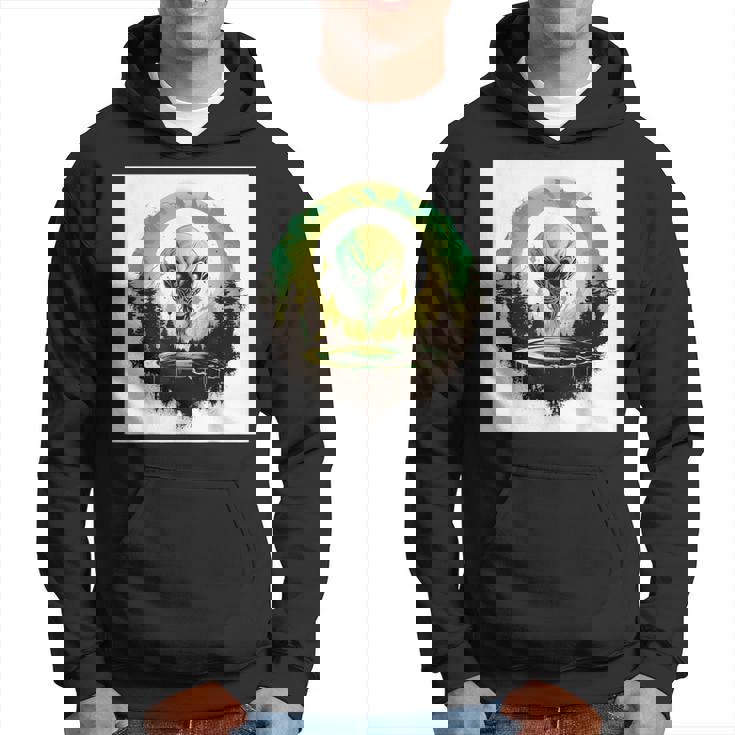 かわいいグリーンエイリアンヘッドufoスペースフェイス パーカー