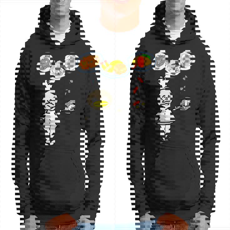 かわいいコックさん 洋食屋さん オムライス ナポリタン ハンバーグ エビフライ ウィンナー フライパン おもしろ パーカー