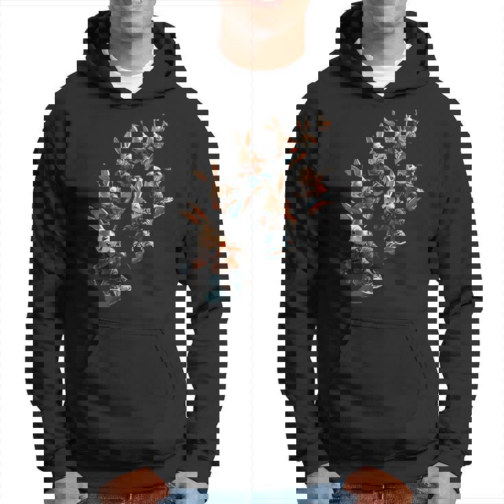 かわいいスノーボードウサギの漫画アート パーカー