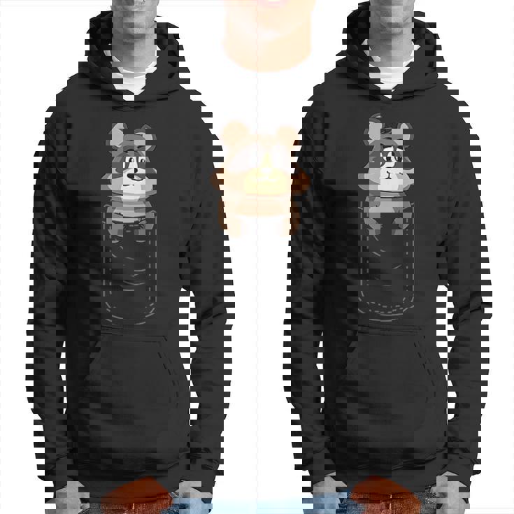 かわいいタヌキ胸ポケット パーカー